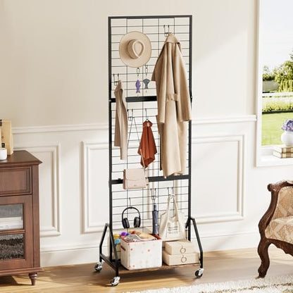 ELYKEN Foldable Grid Wall Panels, 5.7 x 2 FT Movable Gridwall Display Rack - color: Rustic Brown, size: 2'w-1 pack