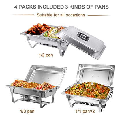 Valgus 4-Pack 8 Qt Stainless Steel Chafing Dish Buffet Set for Catering