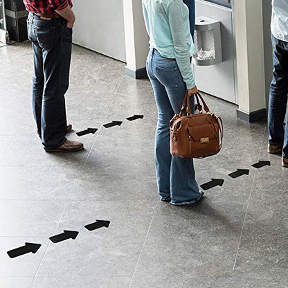 EVQ Black Arrow Floor Sticker Tape 3 x 6 Inch Directional Vinyl 200 PCS - color: Black, size: 3"×6"