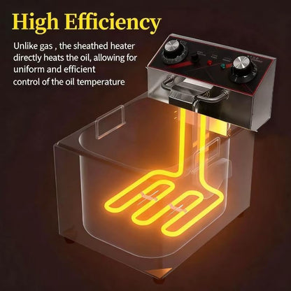 Commercial Deep Fryer with Timer, 10.6QT/10L Electric Countertop Deep Fryer 1800W 110V, Heavy Duty Stainless Steel Small Tank Oil Fryer for Restaurant Food Truck Small Business