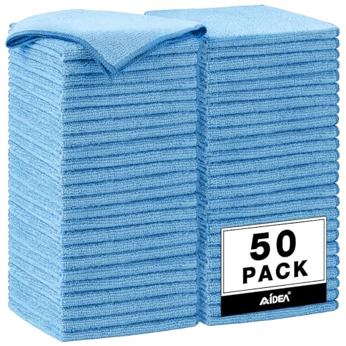 AIDEA Microfiber Cleaning Cloth Blue-50PK,Microfiber Towels for Cars 12×12" - color: Blue, size: 50PK