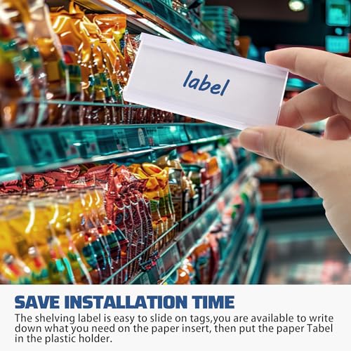 60 Pcs Wire Shelf Label Holder, Metro Shelf Clips with Paper Inserts - color: 3 X 1.3in