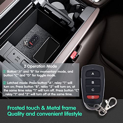DieseRC 433Mhz Universal Wireless Remote Control Switch Secure Radio Frequency DC 6V 12V 24V 30V 10A 2 Channels Relay Receiver Board and 2 Transmitters with 4 Keys - color: 4 Buttons
