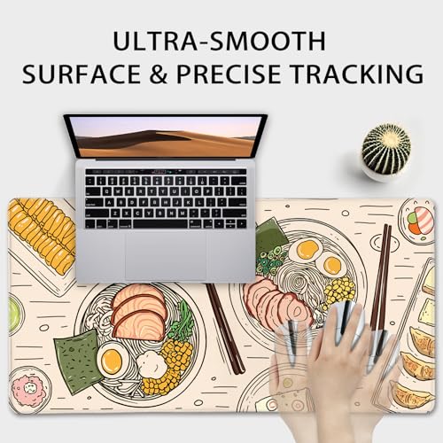 Japanese Ramen Large Mouse Pad Gaming Desk Mat XXL 31.5"x15.7" - color: Illustrated Food Pattern