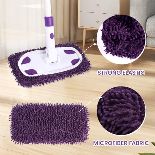 2-in-1 Sweeper Mop with 4 Washable Microfiber Pads - color: Purple