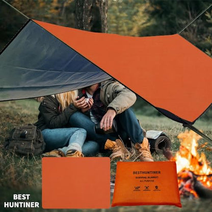 Heavy Duty Survival Blanket -Multifunctional Reflective Tarp Thermal Blanket - 60" x 83" Waterproof Sandproof for Camping Hiking Outdoors Multifunctional Emergency Blanket… - color: Orange