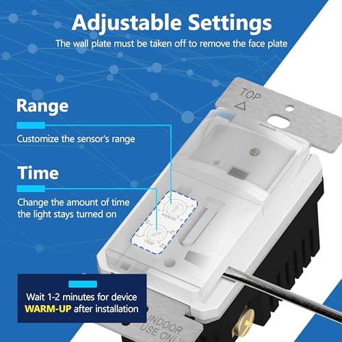 LIDER Motion Sensor Switch with Wall Plate, PIR Sensor Light Switch, 2-Pack - color: White