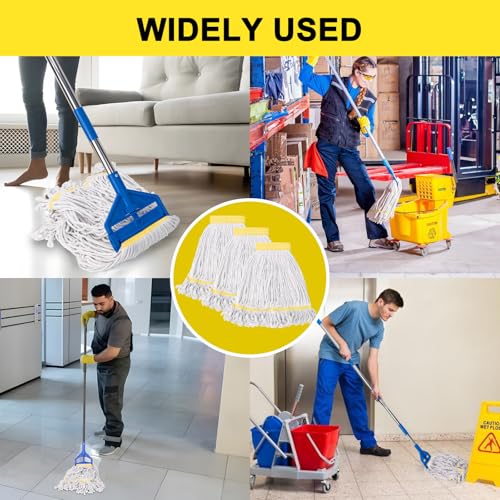 KeFanta 3 Pack Heavy Duty Commercial Mop Head Replacement,White - color: Yellow