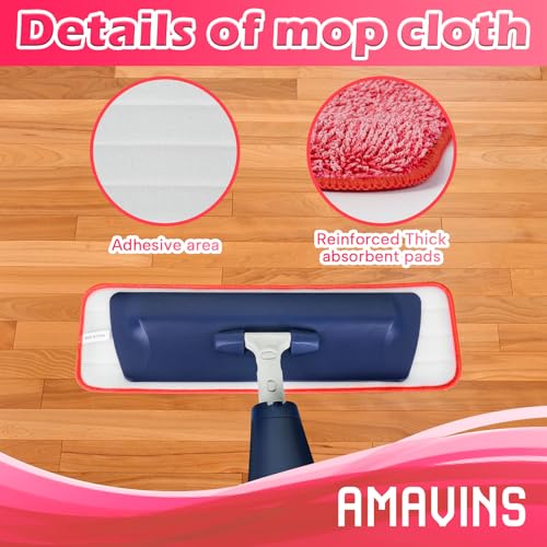 AmaVins 3 Pack Microfiber Cleaning Pads, Reusable Microfiber Mop Pads for 18 Inch Mop, Hardwood Floor Replacement Cleaning Mop Pads, Machine Washes - color: A-red 3 Pack 01