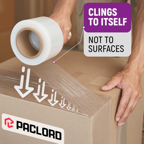 3" x 1000' Industrial Strength Stretch Wrap, Ready to Use Pack of 1 Mini Roll with Handle, Clear Plastic Film, 80 Gauge Thick, 500% Elongation – Heavy-Duty Shrink Wrap for Moving, Packing - style: Pack of 1
