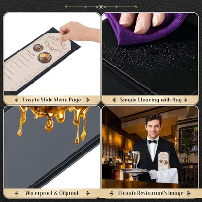 10pcs 1 Page Restaurant Menu Covers 4.25 x 11" with PVC Cover - size: 10 pcs/4.25 x 11"/Single view
