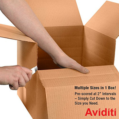 Aviditi MD151210 Multi-Depth Corrugated Cardboard Box 15" L x 12" W x 10" H, Kraft, for Shipping, Packing and Moving (Pack of 25)