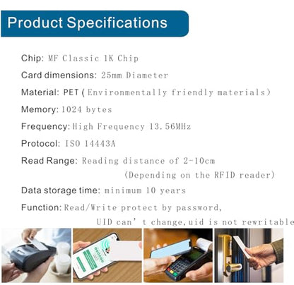 1000 pcs MF Classic 1k NFC Tag Stickers 13.56mhz RFID Sticker iso 14443a RFID Sticker MF 1k S50 RFID Self-Adhesive 1 inch Round - size: 1000pcs