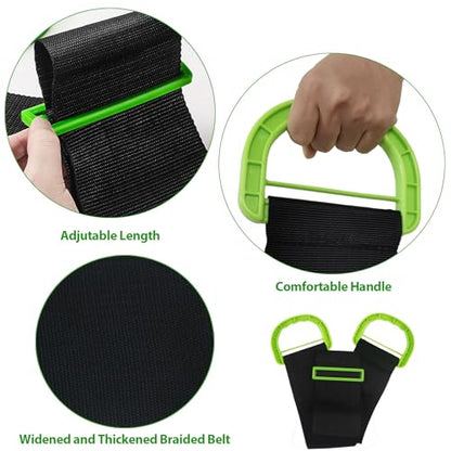 2Pack 1-Person Handle Moving Lifting Straps Support up to 660Lbs - color: Green-One Person Strap