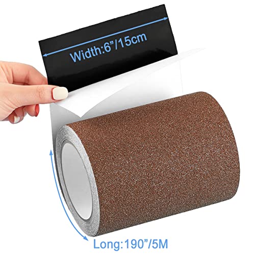 Yorwe Anti Slip Tape for Stairs & Ramps, Traction Grip (6" x 190", Brown) - color: Brown, size: 6" Width x 190" Long