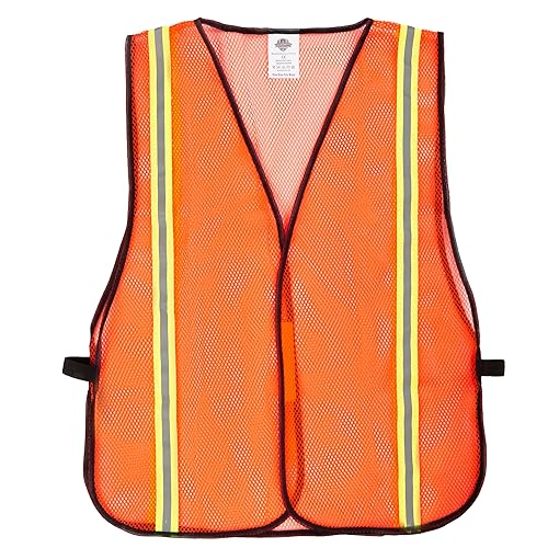 Dazonity High Visibility Reflective Safety Vest, Durable Mesh,High Visibility Reflective Strips, Fit for Men & Women, Work, Construction,Cycling, Surveyor - color: Orange-1pack