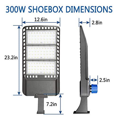 ledmo 300W LED Parking Lot Lights, 36000LM Commercial Dusk-to-Dawn Light - size: Big/300/Wall Mount
