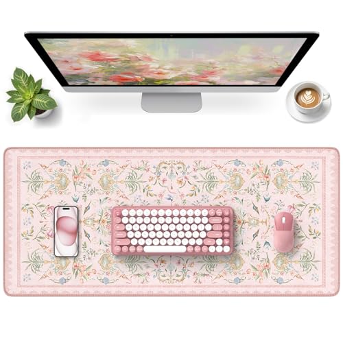 HAOCOO Pink Desk Cover Mat, 35.4" x 15.7" Computer Mat for Home Accessories - color: Blush Pink, size: 35.4" x 15.7"