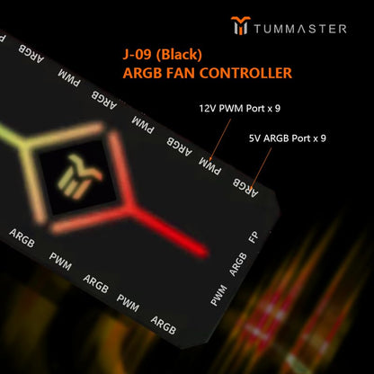 ARGB Fan HUB 5V-3Pin LED Hub 4 Pin PWM Chassis Fan Controller RF Remote (J-09（Black）) - color: black