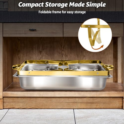 Chafing Dishes for Buffet, 9QT 5 Pack Chafing Dish Buffet Set - size: 5 Pack Gold