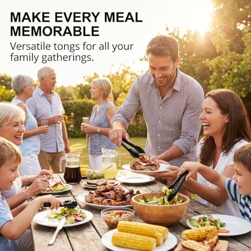 9-Inch Plastic Serving Tongs (12-Pack) Heavy-Duty Black Tongs - size: 12 Pack