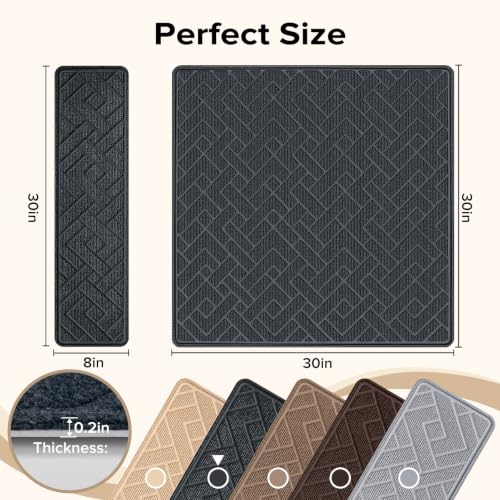 Non Slip Stair Treads for Wooden Steps, 15 Pack 8"x30", Dark Grey - color: Dark Grey, size: 8" x 30"
