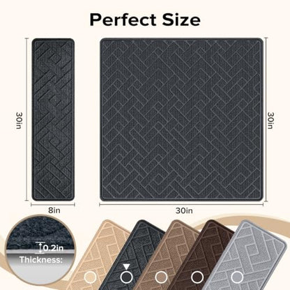 Non Slip Stair Treads for Wooden Steps, 15 Pack 8"x30", Dark Grey - color: Dark Grey, size: 8" x 30"