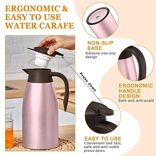 Norme 2 Pcs Thermal Coffee Carafe Creamer, Rose Red, 68 oz - color: Rose Red, size: 68 oz