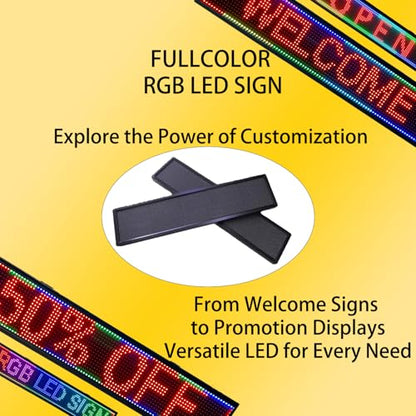 P10 Programmable LED SIGN 40"×8" Scrolling LED Display, High Brightness & IP65 Waterproof Indoor Outdoor Digital Signage led screen, Open Signs Welcome Sign for Store Business Advertising - size: P10 40*8 INCH