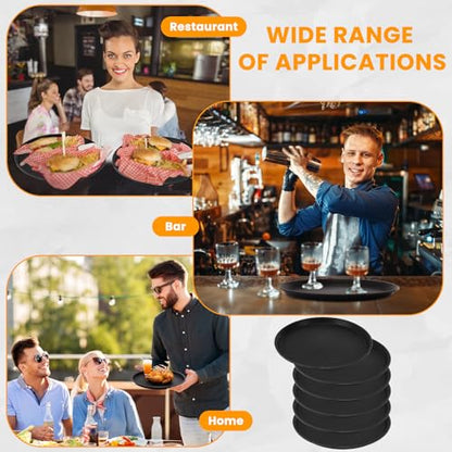 12 Pcs Black Restaurant Serving Trays Bulk, Round Tray, 11 Inch - size: 11 Inch