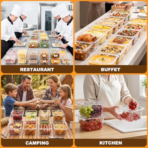 APREUTY 6-Pack 1/6 Size 4''Deep NSF Polycarbonate Food Pans with Lid, Clear - size: 1/6 Size 4'' Deep