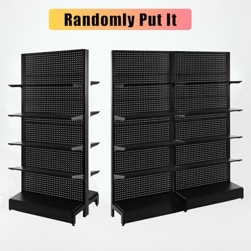Eastern Tree Pegboard Display Stand, 3x6.5 Feet Gondola Retail Shelving Wall Display for Convenient Grocery Office Supply or Retail Stores, Standing Peg Board Display Rack, No Including 4 Shelves - size: 1 Unit 3 x 6.5 Feet