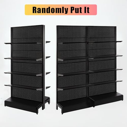Eastern Tree Pegboard Display Stand, 3x6.5 Feet Gondola Retail Shelving Wall Display for Convenient Grocery Office Supply or Retail Stores, Standing Peg Board Display Rack, No Including 4 Shelves - size: 1 Unit 3 x 6.5 Feet