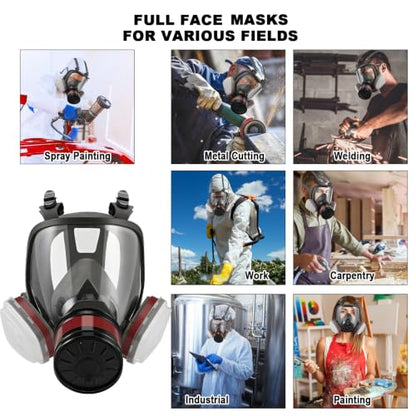 Full Face Dust Mask, Reusable Full-Face Mask, Full Face Cover Mask with for Paint, Against Dust - color: 1pcs Full-mask-01