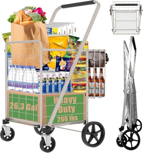 Shopping Cart for Groceries, 320lbs Jumbo Grocery Carts with Waterproof Bag