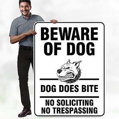 Beware of Dog, Dog Does Bite No Soliciting No Trespassing Sign, 36x48 - size: 36x48 - DiBound