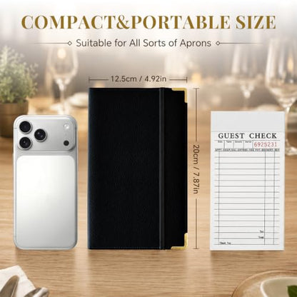 Server Book,7 Pocket Zipper Organizer,Server Books for Waitress - color: Black