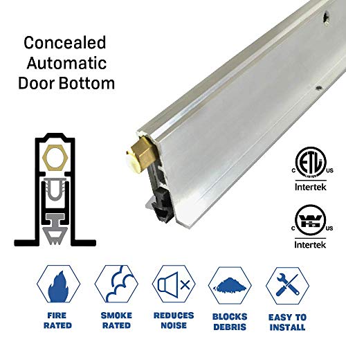 Fire Rated/Light Duty/Concealed Automatic Door Bottom with Solid Rubber Extrusion (7023CA), SMS # 6 x 1/2'' Supplied, (9/16'' W x 1-1/2'' H x 30'' L) - size: 30''