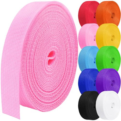 Polypropylene Webbing 1 Inch 1.5 inch 2 inch Nylon Webbing Straps, 5 10 25 50 100 Yards Webbing Strapping - color: Pink, size: 2 Inches x 25 Yards