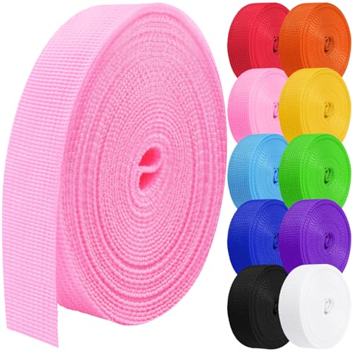 Polypropylene Webbing 1 Inch 1.5 inch 2 inch Nylon Webbing Straps, 5 10 25 50 100 Yards Webbing Strapping - color: Pink, size: 2 Inches x 25 Yards