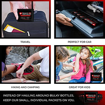Personal First Aid Kit - Case of 60 | Clean, Treat, Protect Minor Cuts, Scrapes and Burns | Perfect for Home, Office, Car, School, Business, Camping | Individually Wrapped First Aid Products (Space)
