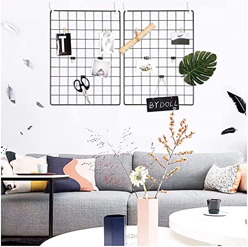 C&AHOME Photo Wall Display Set of 2, Wall Grid Panel, 17.7" x 25.6", Black - color: Black, size: 15.7 x 11.8 (40x30cm)