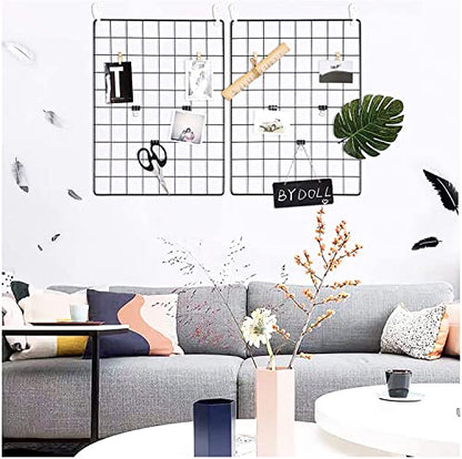 C&AHOME Photo Wall Display Set of 2, Wall Grid Panel, 17.7" x 25.6", Black - color: Black, size: 15.7 x 11.8 (40x30cm)