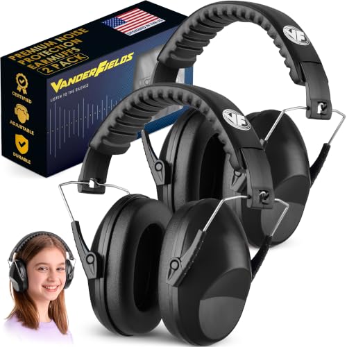 Kids Noise Canceling Headphones - 31 dB (2K Hz) - Ear Protection Earmuffs - color: 2 Pack - Black