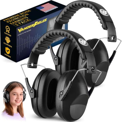Kids Noise Canceling Headphones - 31 dB (2K Hz) - Ear Protection Earmuffs - color: 2 Pack - Black