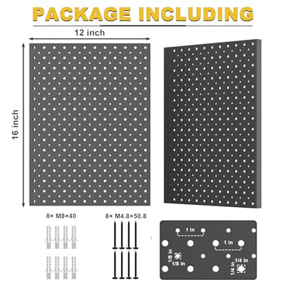 Ultrawall Metal Pegboard Panels, Pegboard Wall Organizer, Black Peg Boards - color: Black, size: 16x12"- 2 Pcs