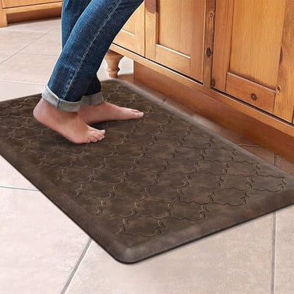 WISELIFE Kitchen Mat, Cushioned Anti Fatigue Floor Mat, 17.3"x28" Brown - color: Brown, size: 1'5" x 2'4" (Rectangular)