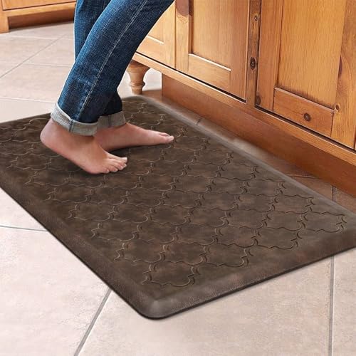 WISELIFE Kitchen Mat, Cushioned Anti Fatigue Floor Mat, 17.3"x28" Brown - color: Brown, size: 1'5" x 2'4" (Rectangular)