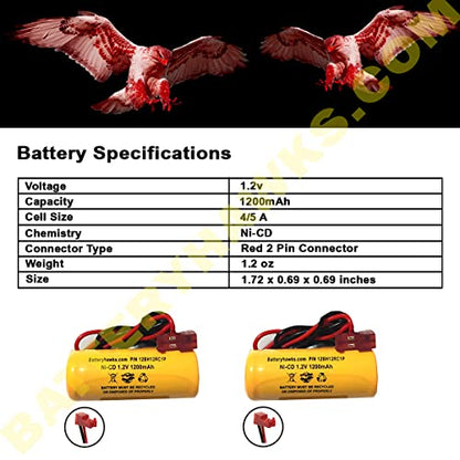 (5 Pack) Exit Sign Emergency Light Ni-CD Battery ELB1P201N2 ELB-1P201N2 ELB1P2901N 1.2v 1200mah Ni-CD ELB-0320 NiCD NiCad