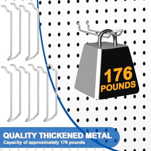 Tandefio 50 Pcs Double Arm Pegboard Hooks 4.52 Inch Fit 1/4 Pegboard Hole